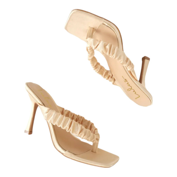 LULU'S CABRERA Champaign‎ Satin Square Toe High Heel Sandals - Picture 6 of 6